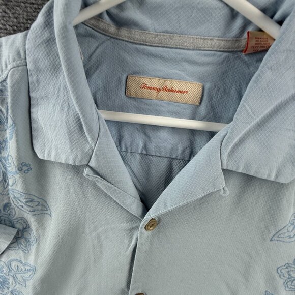 Tommy Bahama Floral Short Sleeve Silk 2XL Blue Vacation Button Up Casual Shirt - Picture 2 of 16